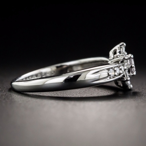 Sterling Silver Cubic Zirconia Flower Ring - Picture 6 of 7